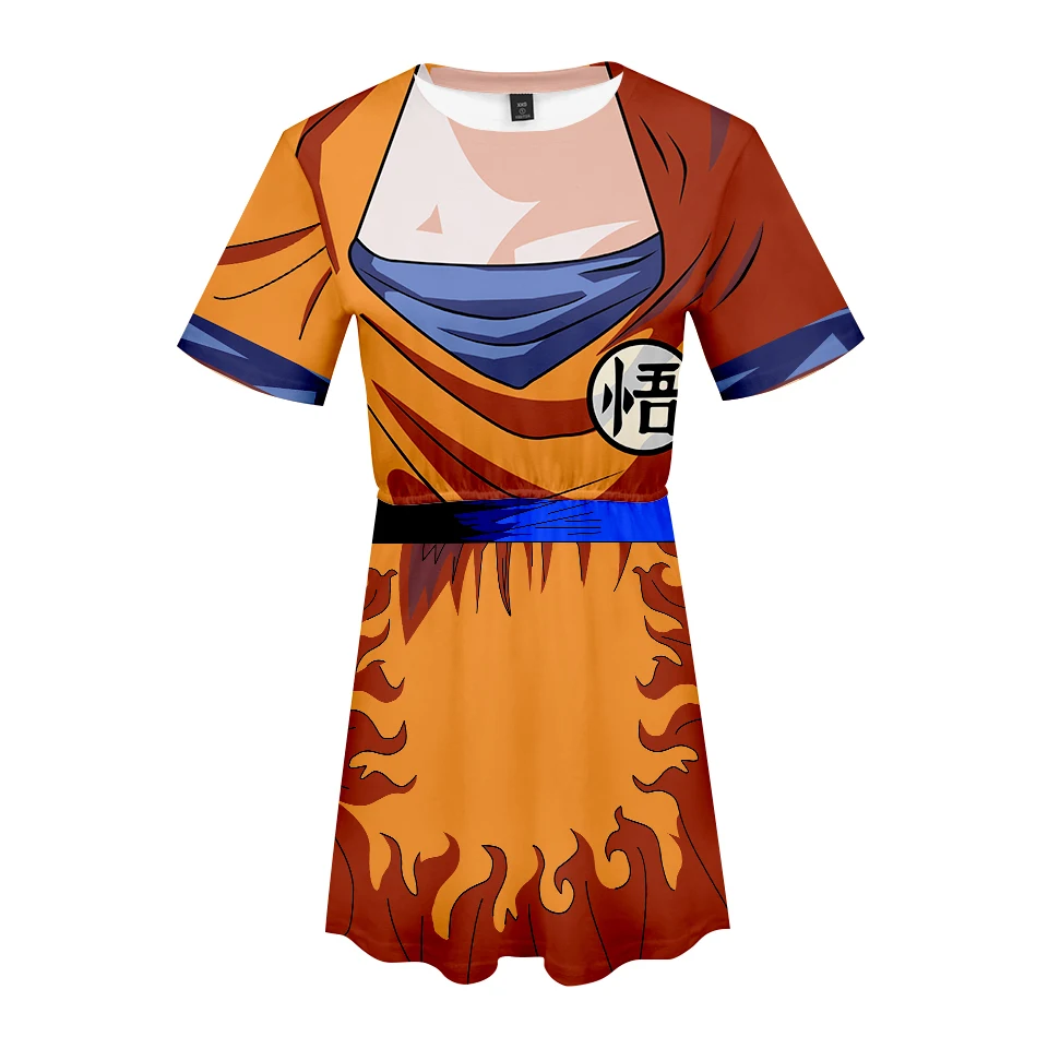 

Frdun Tommy NEW 3D dragon ball 2 trend Short Sleeved Dress Girl Kpop Anime Oversize Fashion Summer New Style hot Dress Plus Size