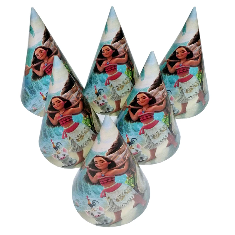 

6pcs Cartoon Moana hats Party Favors Spiderman kids party hat children birthday party supplies party Decoration Set