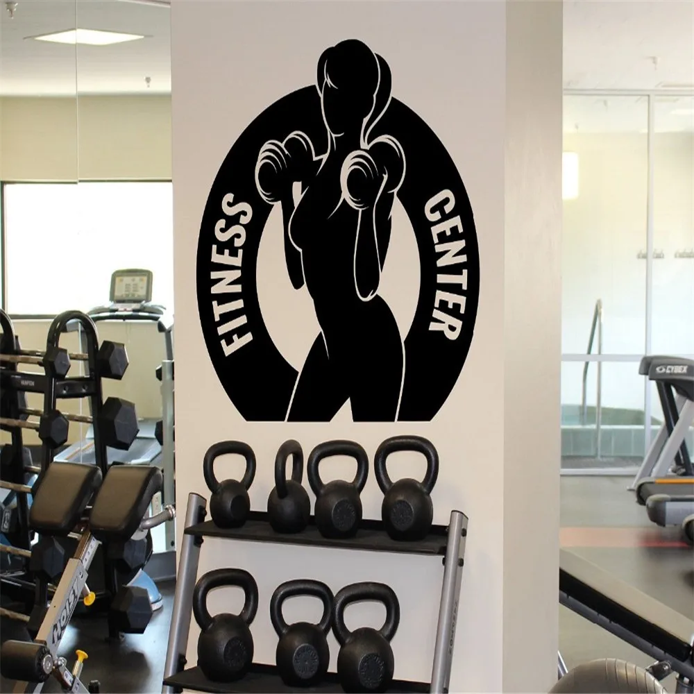 Fitness Center Wall Sticker Female Gym Sport Vinyl  Sticker 