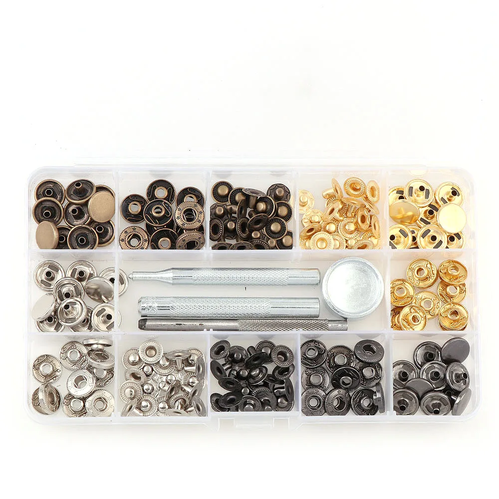 

40 Sets 4 Colors Metal Buttons Setting Tool 12mm Button Fastener Press Stud Snap Clothes Jacket Snap Fastener Accessories