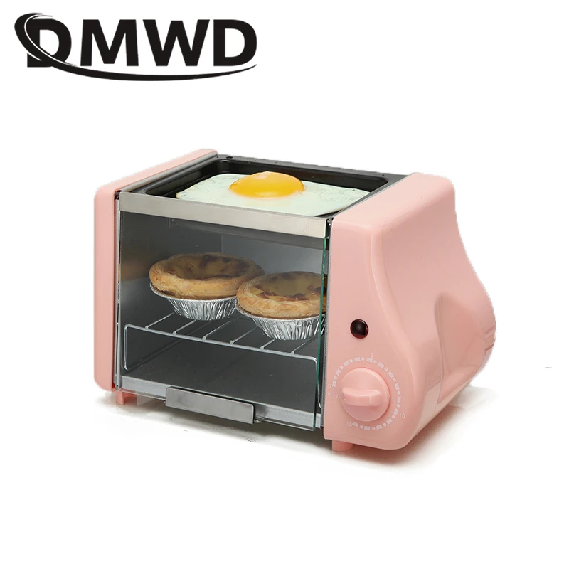 DMWD Mini Electric Oven Roast Grill Toaster Cake Bread Baking Machine Steak Fried Eggs Omelette Pan Timer Breakfast Maker|Ovens| - AliExpress