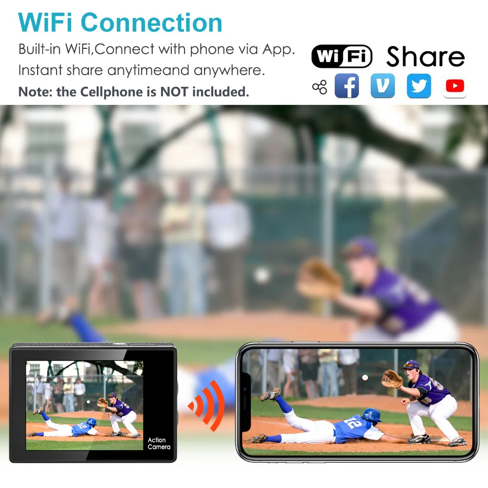 Neewer G1 Ultra HD 4K Action Camera Kit Includes 12MP 98 ft Underwater Waterproof Camera 170 Degree