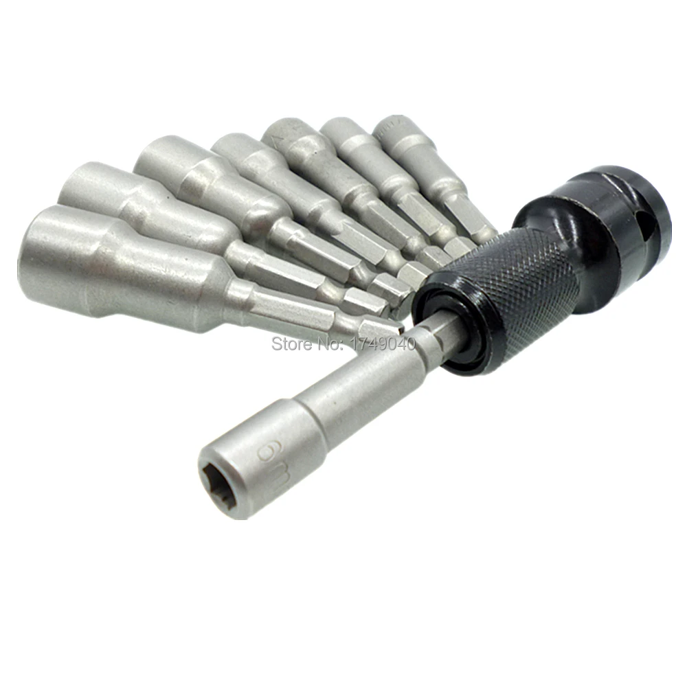 8pcs 1/4" Hex Nut Driver Set Metric Socket 6 13mm & 1/2