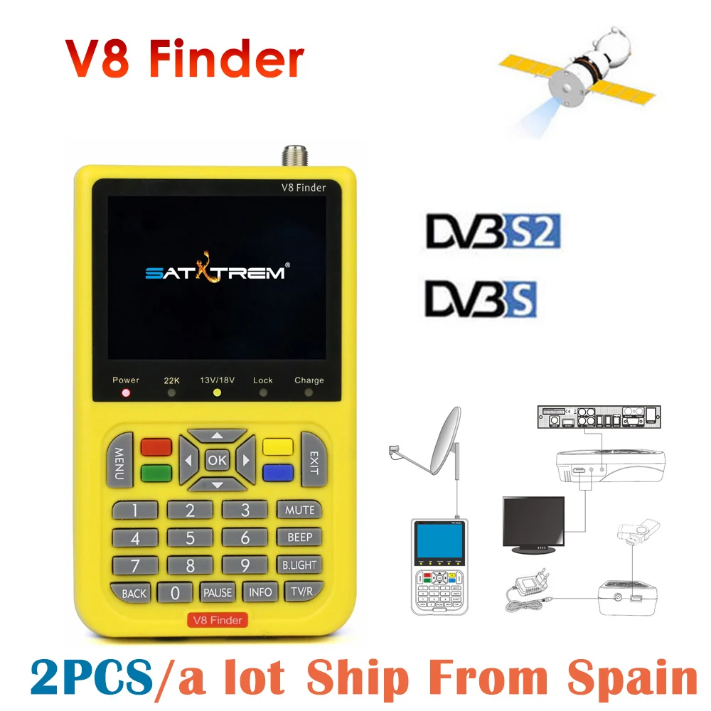 

SATXTREM V8 Finder DVB-S2 High Definition Full 1080P 3.5 Inch Satellite Finder MPEG-4 DVB S2 Satellite Meter Satfinder