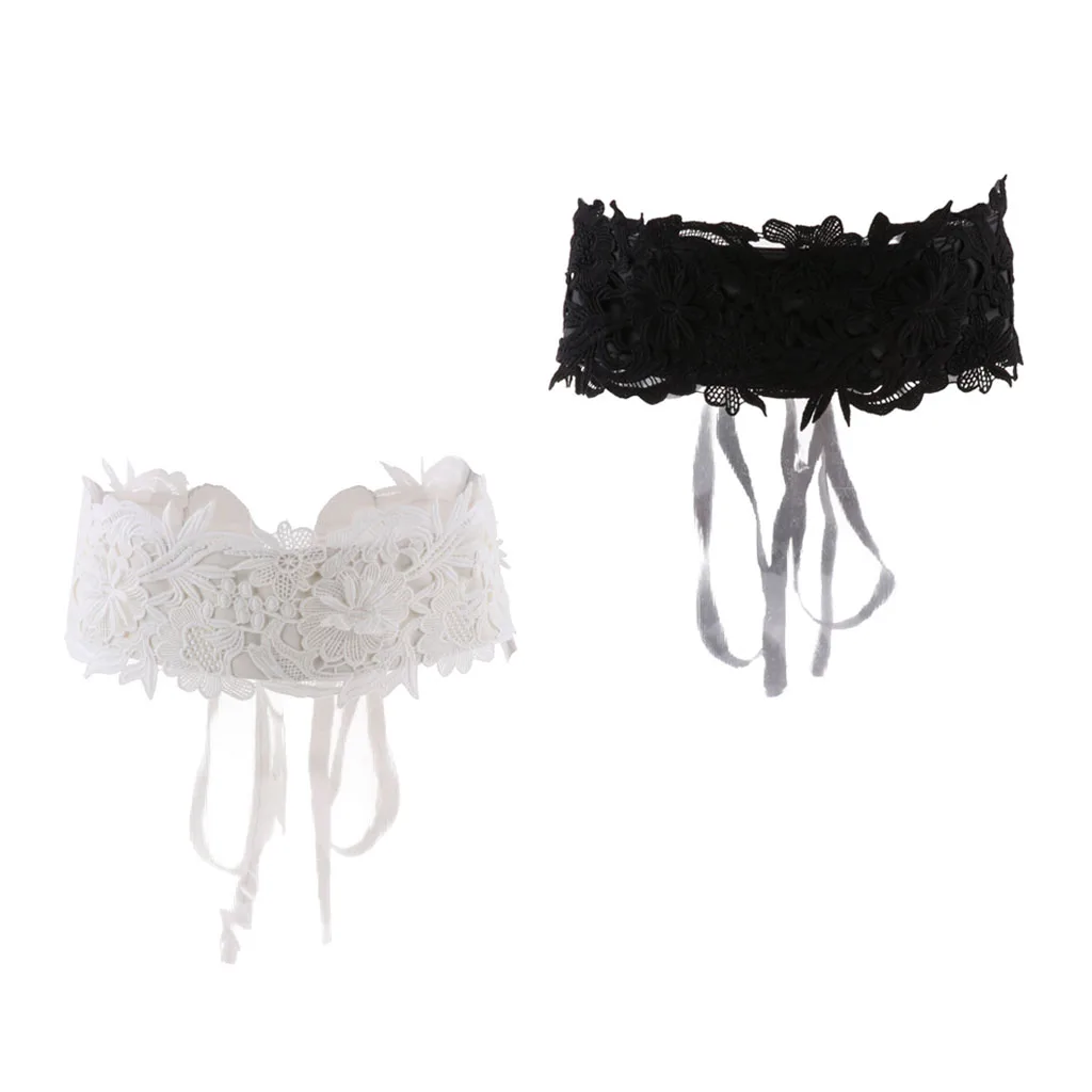 2019 New Black White Wide Corset Lace Belt Female Self Tie Obi Cinch Waistband Belts for Wedding Party Dress Waist Band Decor