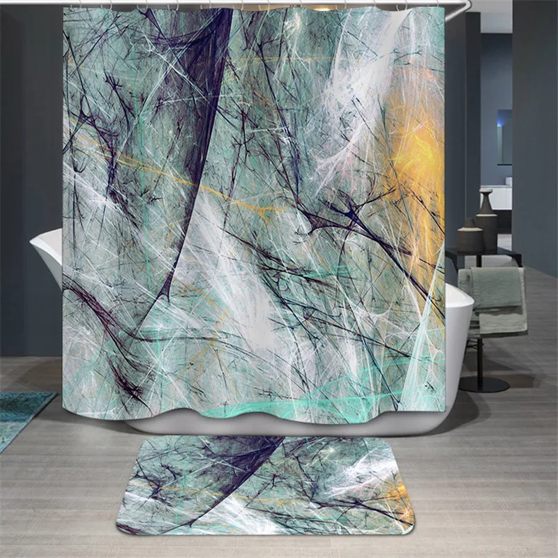 

Colorful Waterproof Shower Curtain Mildewproof Polyester Fabric Bath Bathing Bathroom Curtains with 12 Hooks for Home Decoration