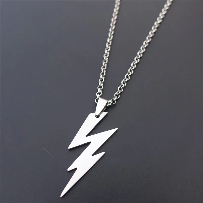Stainless Steel Lightning Pendant Necklace Men Fashion Jewelryin