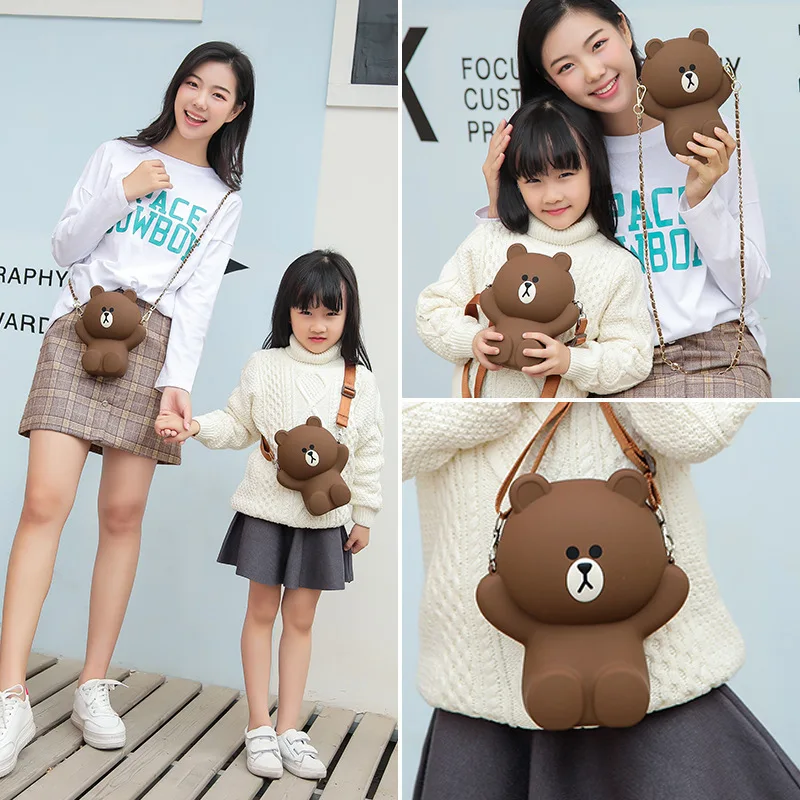 

IVYYE Brown Bear Cony Fashion Anime PU Shoulder Bags Soft Tote Messenger Handbag Casual Bag Lady Girls New