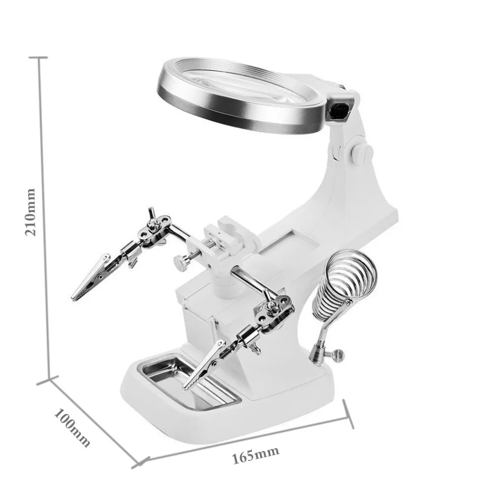 Светодиодный светильник лупа для рук станция 3X 4.5X USB подсветка руки увеличительное стекло стенд с зажимом и Аллигатор зажимы Лупа