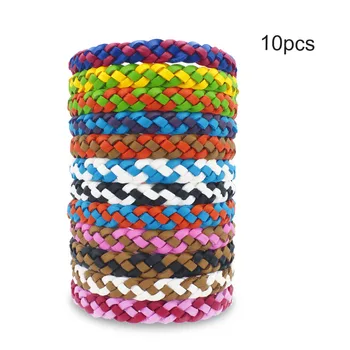 

10Pcs Leather Mosquito Repellent Bracelet Natural Insect Repellent Bands Outdoor Indoor Adults Kids Insect Protection Wristbands