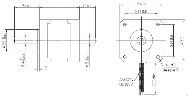 Nema 17 Stepper Motor 34mm 2200g.cm 0.9 Degree 1.33A Hybird Stepper Motor 4 leads For 3D Printers CNC