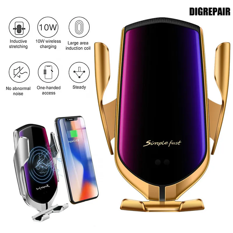 

Automatic Infrared Sensor Fast Qi Wirless Charging 360 Degree Rotation Car Phone Holder Air Vent Bracket for IPhone Samsung