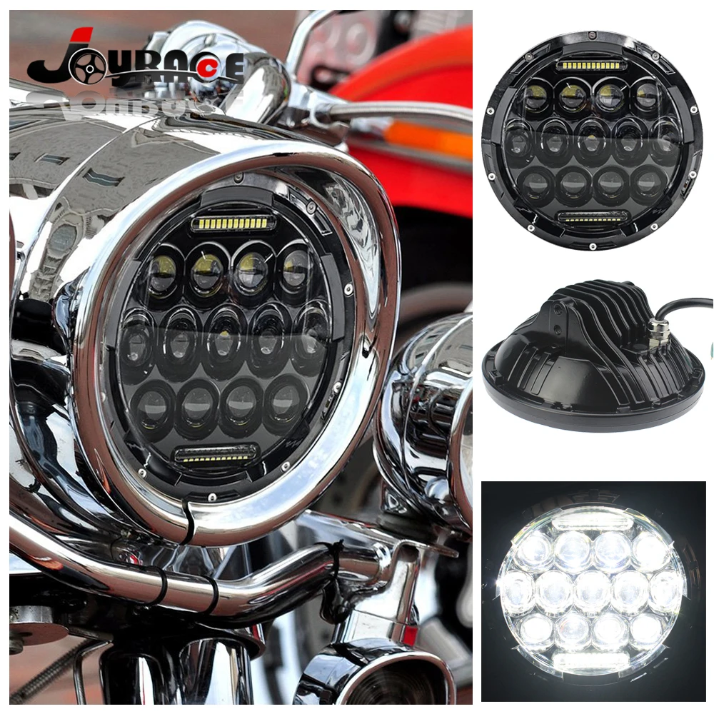 

7 Inch Round 75W Daymaker Projector LED Headlights High/Low Beam w/DRL for Jeep Wrangler JK TJ Harley Davidson