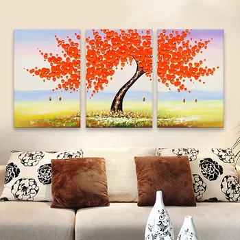 

3 Pieces Panel Wall Art Palette Knife Hand Painted Yellow Flower Oil painting On Canvas Wall Pictures Painting For Living Room 1