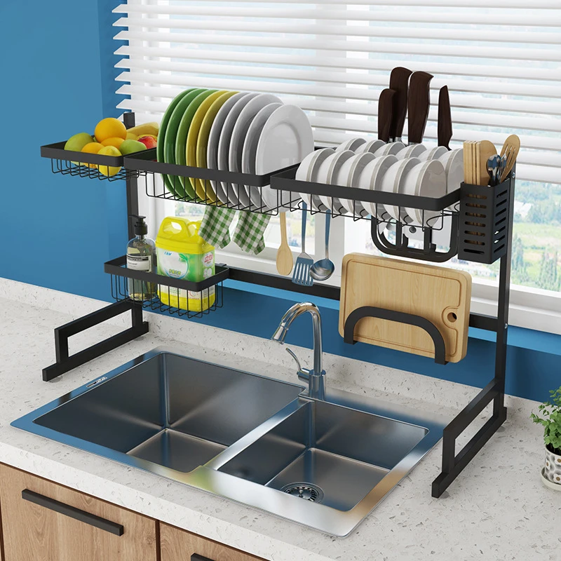  Kitchen Shelf Organizer Dish Drying Rack Over Sink Utensils Holder Bowl Dish Draining Shelf Kitchen - 33051278884