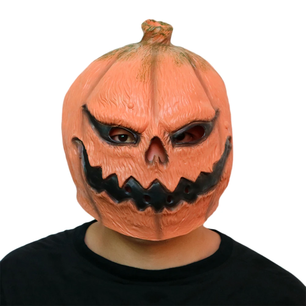 Латексные Вечерние Маски для Хэллоуина, страшный костюм с головой клоуна и тыквы для взрослых, косплей, декор в виде черепа