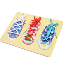 Деревянный галстук игрушка для обуви шнуровка резьбонарезная доска соответствующие головоломки образовательный Дошкольный игрушка для