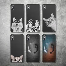 Чехол для телефона Lovebay для iPhone 11, 6, 6 S, 7, 8 Plus, X, XR, XS, Max, 11Pro, Max, 5, 5S, мягкий ТПУ чехол с мультяшным котом, астронавтом, рыбой для iPhone X
