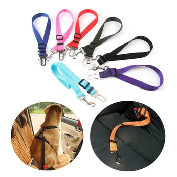 

Safe Driving Pet Car Seat Belt Nylon Ajustable Cat Dog Harness Collar Leash Pet Seat Belt Travel Clip For Medium Small Dog