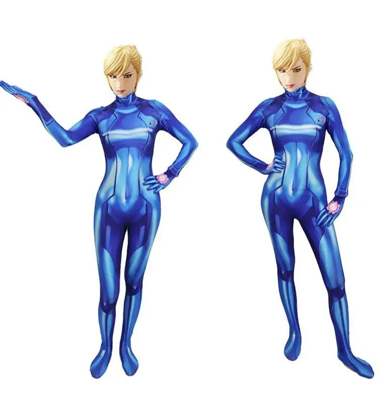 Najtaniej Gra Samus Aran drukowanie kombinezony kostium cosplay na halloween Unisex jednoczęściowy komplet z długim rękawem Zentai garnitur Lycra body