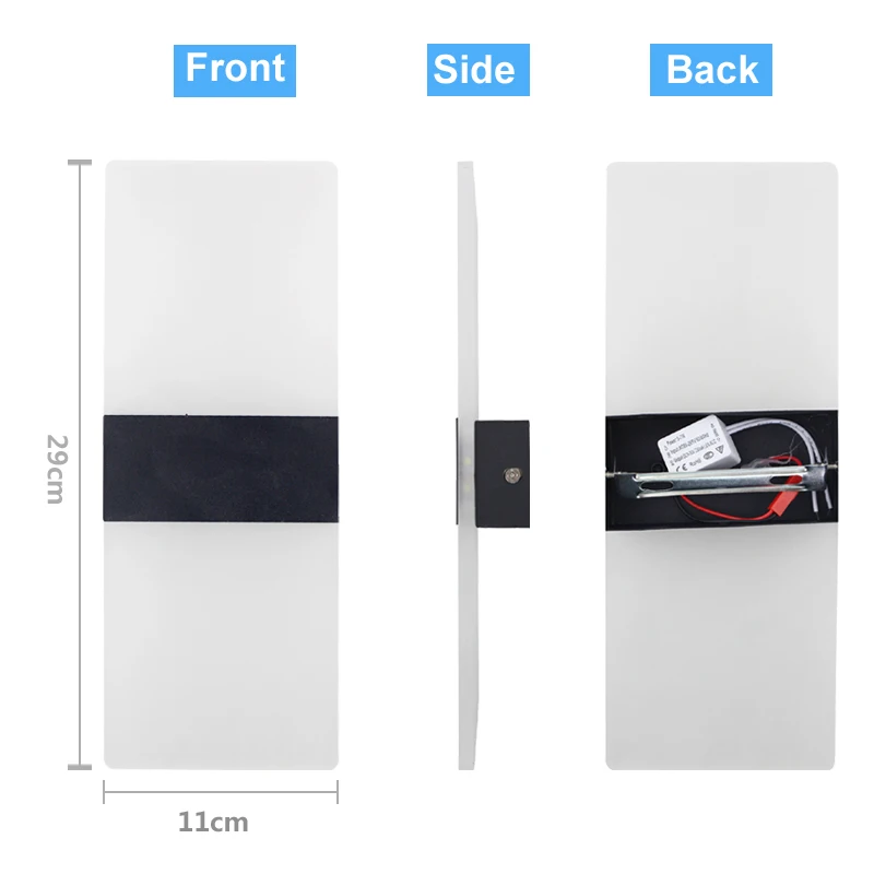  Iron + Acrylic White Black Wall Lamp Modern 90-260v Painted Led Wall Light Bedroom Bathroom Wall La - 4000192917270