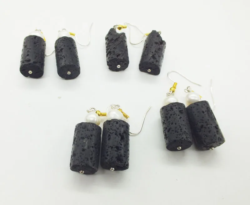 wholesale! 4 pairs ,Black volcanic stone earrings