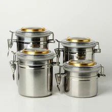Ru-muxiang humidor de aço inoxidável frasco para charuto taobacco café feijão doces integrado higrômetro humidificador redondo