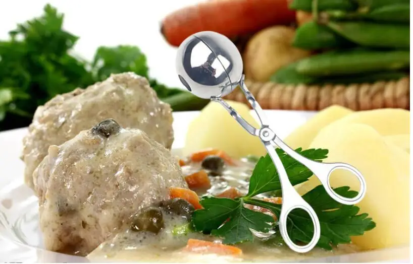 100pc stainless steel maker diy shrimp fried beef meatballs balls tools folder spoon kitchen DIY Fish Meat Ball Maker Mold Tools | Дом и сад