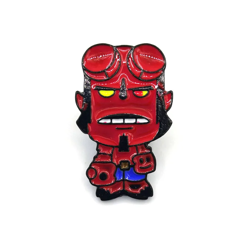 Hellboy пара детей мужчин женщин 90s Забавный мультфильм рюкзак Одежда diy украшения эмаль броши значок воротник булавки подарки