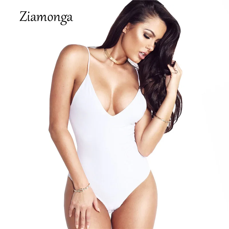 Ziamonga Black Bodysuit Women Jumpsuit Sexy Rompers Spaghetti Strap Body Suit Sleeveless Cotton Bodysuit Women Combinasion Femme