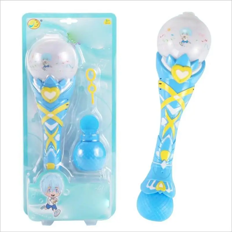 Волшебная электрическая пузырчатая палочка, освещенная музыка, автоматическое устройство для мыльных пузырей, детская игрушка с жидкость с пузырьками, цвет случайный