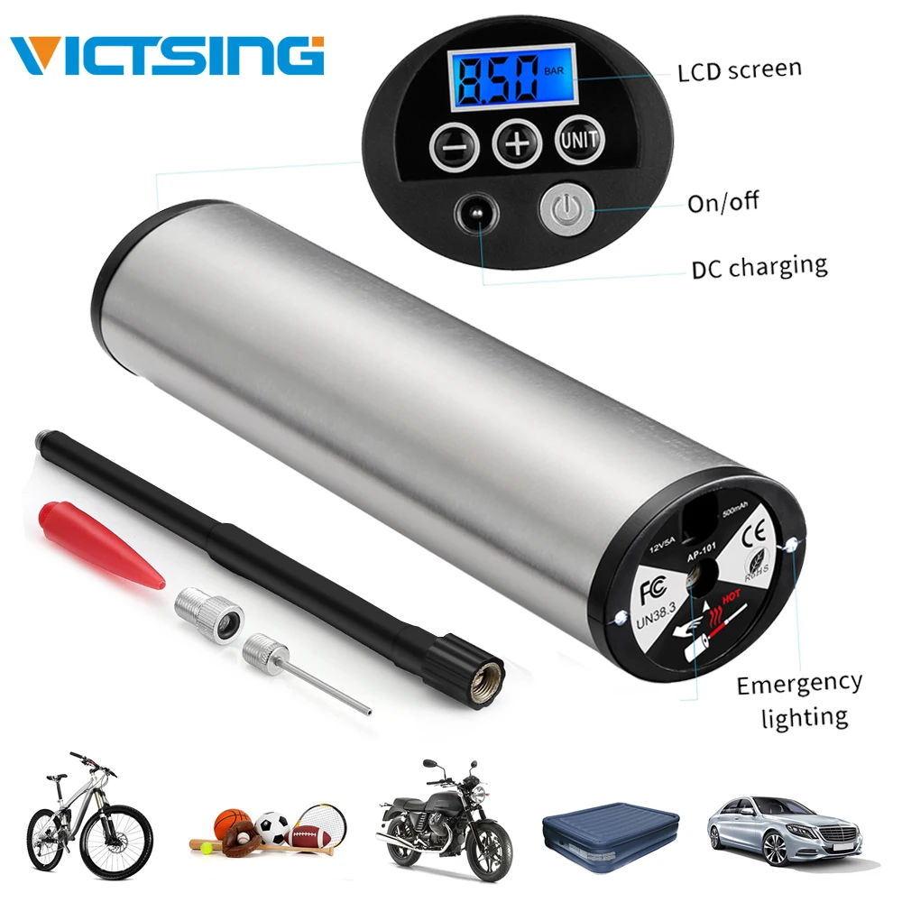 

VicTsing Inflatable Pump Portable Air Inflator for Cars Electric Inflatable Pump Rechargeable Mini Electric Inflator with Gauge