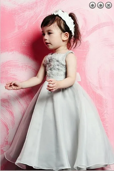 

free shipping new 2014 Wedding Party Dresses Girl's Pageant Gowns Princess dresses beaded detachable train Flower Girl Dresses