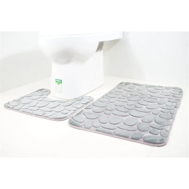 Mrosaa 2 шт. ванная комната 3D Камень памяти пенопластовые маты набор Противоскользящий пол влагопоглощающий коврик мягкий полиэстер фланель волокно коврик для туалета
