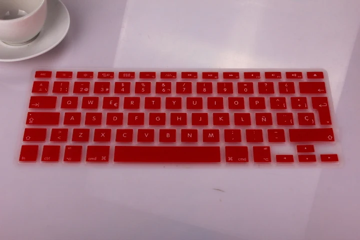 100 шт. Испанский Великобритания/ЕС Силиконовые Мягкая клавиатура кожного покрова для MacBook Pro/Retina Air 1" 1" 17" дюймов(Европейский клавиатура - Цвет: Красный