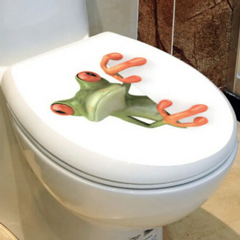 

Hot Sale Crazy Green Frog Shore Wall Car Bathroom Toilet Seat Lid Cover Decal Sticker Home Decor Supplies