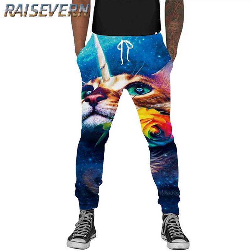 RAISEVERN 2018 Harajuku 3D Funny Animal Unicorn Cat Space