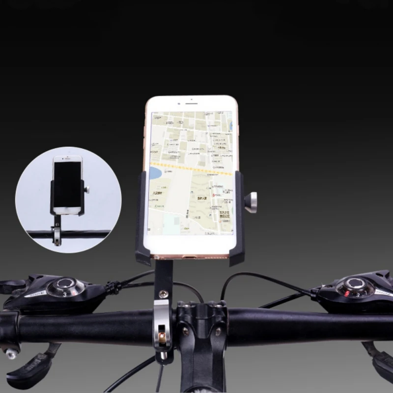 

Bicycle Phone Holder Adjustable Bike Motorcycle Handlebar Support Bracket Aluminum Alloy 360 Degree Rotation MTB Road