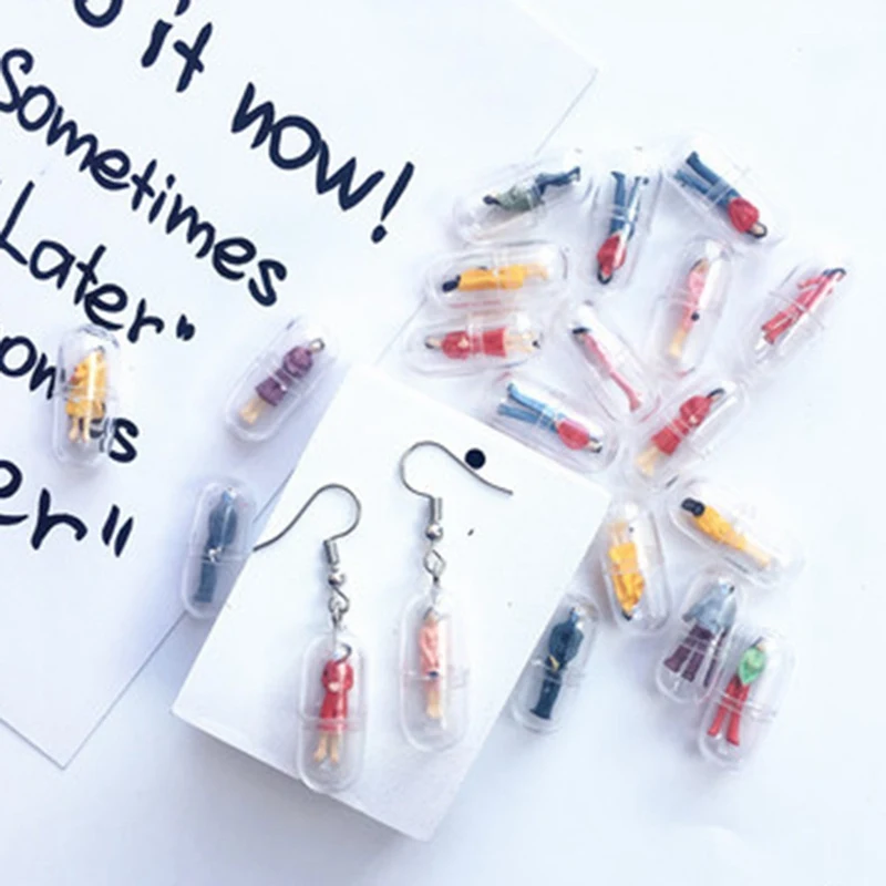 

Cute Handmade Capsules Colorful Humanoid Funny Drop Earrings Female Creative Personality Candy Hook Earring Women Jewelry Gift