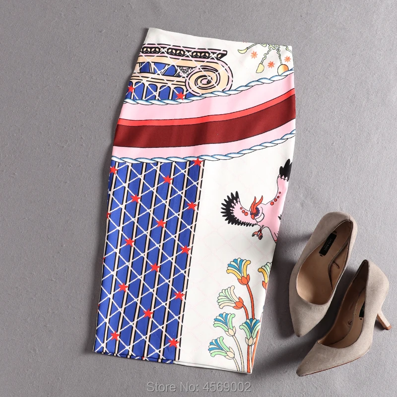 

Fashion Summer Skirt Women's Elegant Elastic Waist Bodycon Sexy Floral Print Midi Pencil Skirts