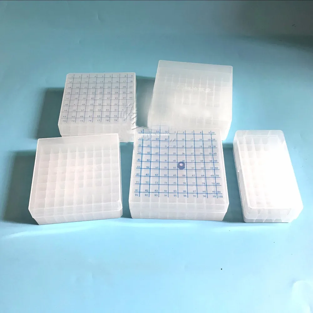 

4pcs/lot 1.5m/2ml 50/80/100 cells Plastic Chromatographic sample bottle Storage box PP Cryogenic Storage Boxes free shipping