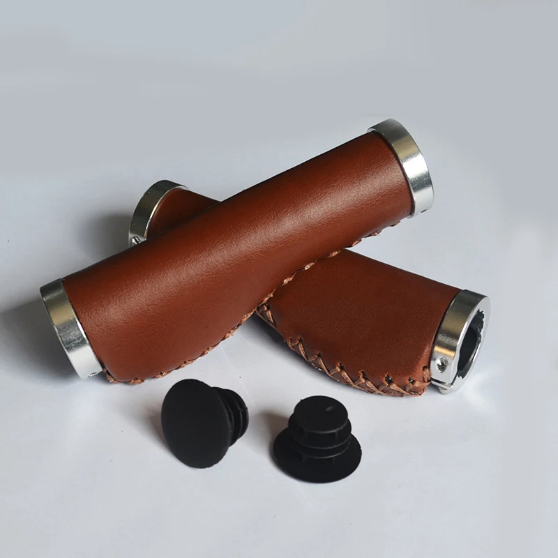 

Mountain Bike Bicycle Handlebar Grips PU Leather Retro Bike Locked Grips Anti-skid Shock-absorbing Cycling Riding Accessories