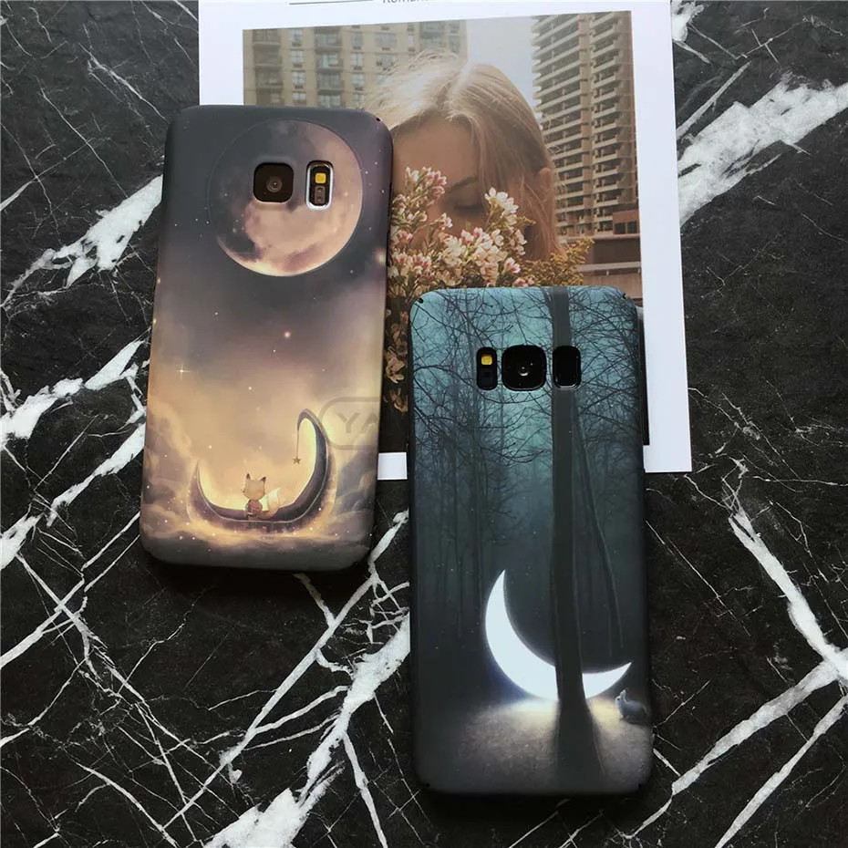 YAMIZOO Luminous Case For Samsung Galaxy s7 s8 s9 Plus PC Case Moon On s8 Back Cover For Samsung s7 Edge Note 8 Phone Cases Hard (6)