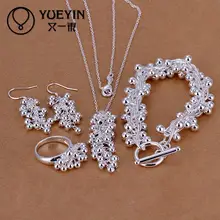Значение продажи 4 шт. Цепочки и ожерелья серьги браслет кольцо Свадебные украшения, серебряные наборы австрийского хрусталя Лидер продаж S303