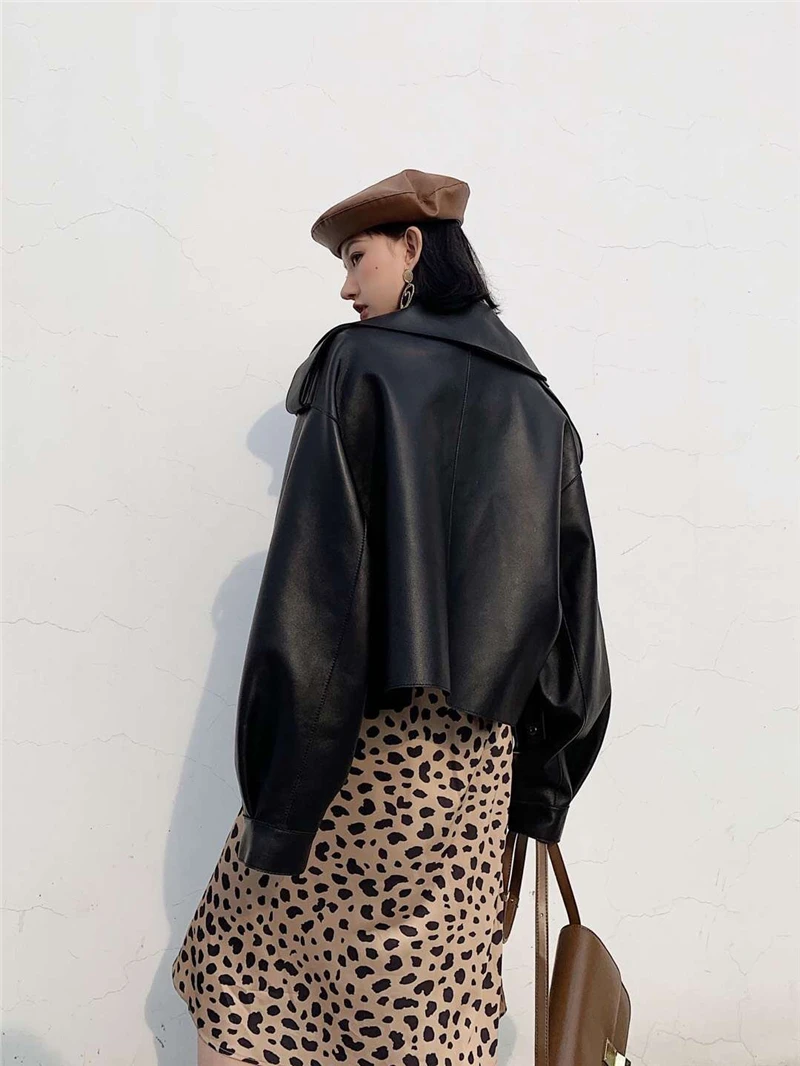 Женская кожаная куртка из натуральной овечьей кожи, весна 2019, новая модная куртка из натуральной кожи