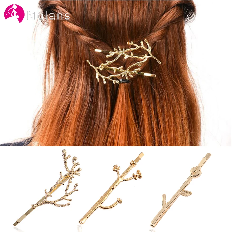 

Molans Metal Crotch Hairpins Solid Branches Women Hair Accessories Alloy Antler Branch Barrettes Bobby Pins Hair Clips Headwear