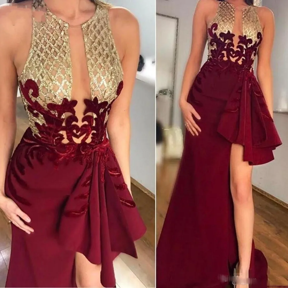 Robe de soiree Арабский Вечерние платья Скромные Вечерние платья золотистого цвета; Matte Burgundy вечерние платья Элегантное Длинное индивидуальный заказ