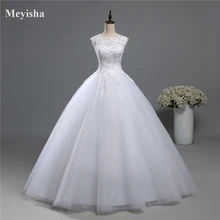 ZJ9139 vestido imágenes reales de tul y encaje de 2020 vestidos de novia 2019 vestidos de novia vestido Plus tamaño brillo falda cuentas de cristal