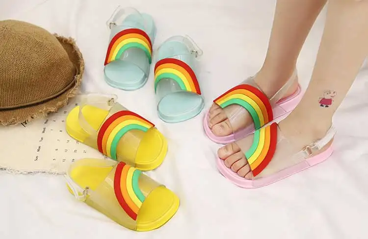 Сандалии для мальчиков летние радужной расцветки для детей пляжная обувь сандалии для малышей и девочек; цвет розовый Нескользящие сандалии детская обувь зеленого цвета;#18