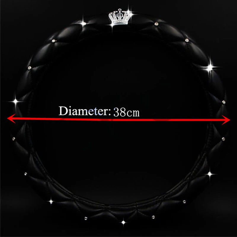 1pc 38cm 15 inch Car Steering Cover Decoration for Girls Women Ladies Leather Diamond Auto Steering Wheel Cover Wrap Protector 1pc 38cm 15 inch Car Steering Cover Decoration for Girls Women Ladies Leather Diamond Auto Steering Wheel Cover Wrap Protector